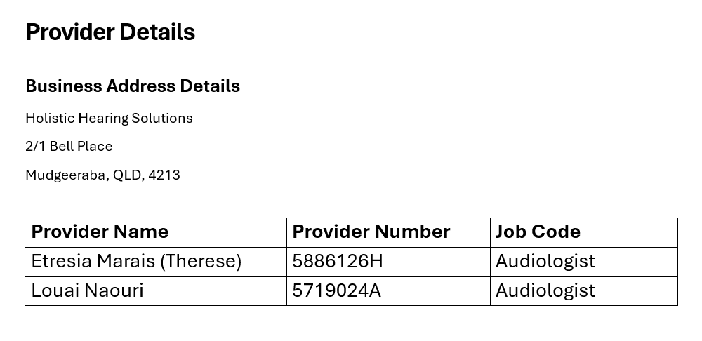 Holistic Hearing Provider Details
