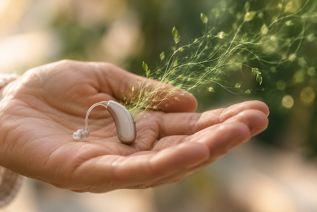 Clinician checking hearing aid settings at Holistic Hearing, Mudgeeraba Gold Coast